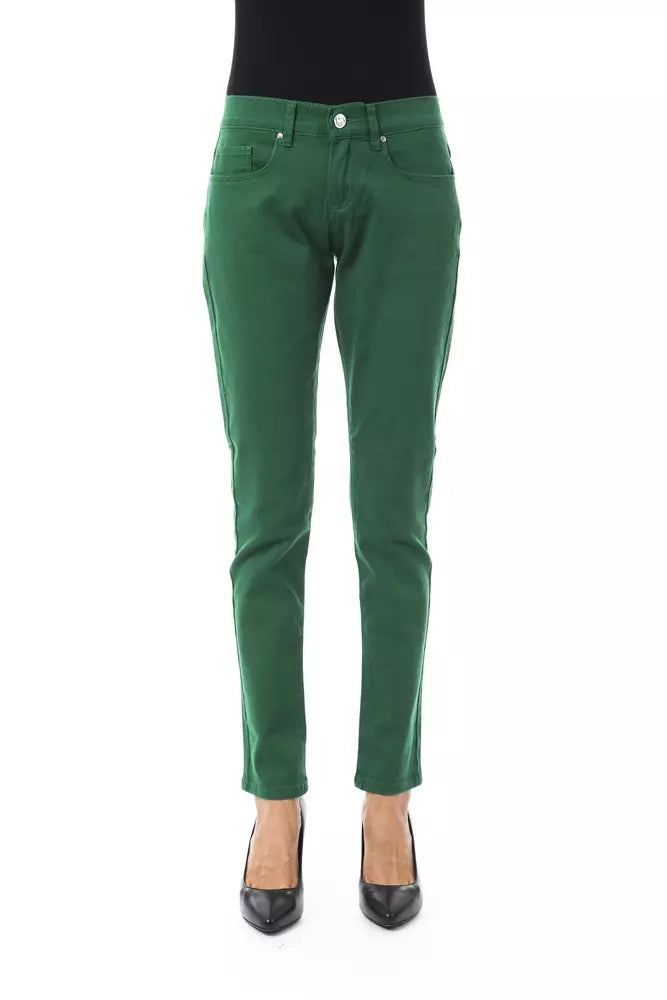 Pantaloni da donna in cotone verde BYBLOS