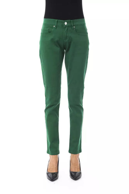 Pantaloni da donna in cotone verde BYBLOS