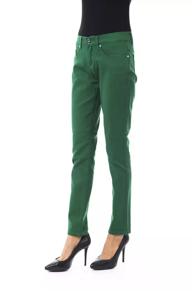 Pantaloni da donna in cotone verde BYBLOS