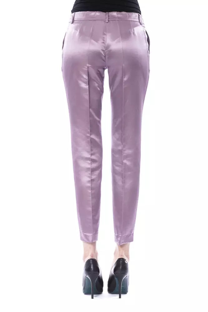 Pantaloni da donna in cotone viola BYBLOS