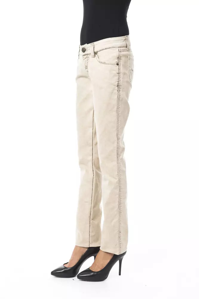 Jeans da donna in cotone beige BYBLOS