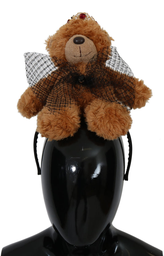 Dolce &amp; Gabbana Teddy Bear Gold Crystal Crown Tiara Diadema Fascia per Capelli