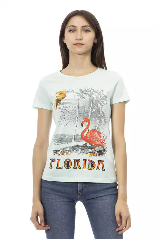 T-shirt da donna in cotone azzurro Trussardi Action