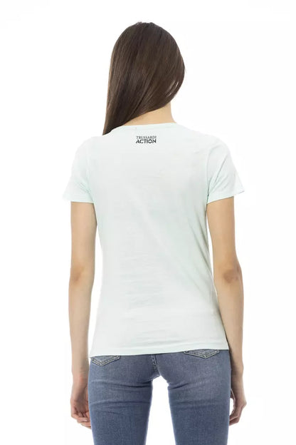 T-shirt da donna in cotone azzurro Trussardi Action