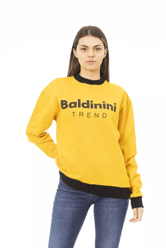 Felpa con cappuccio da donna in cotone giallo Baldinini Trend