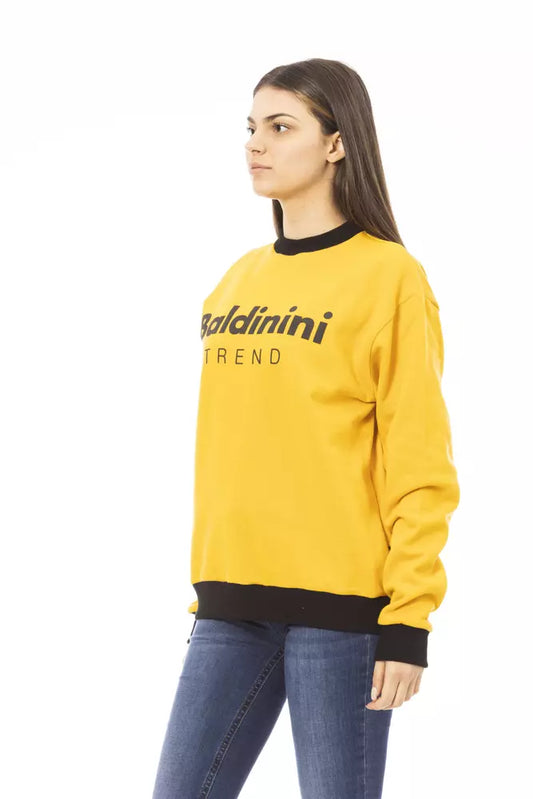 Felpa con cappuccio da donna in cotone giallo Baldinini Trend
