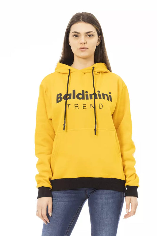 Felpa con cappuccio da donna in cotone giallo Baldinini Trend