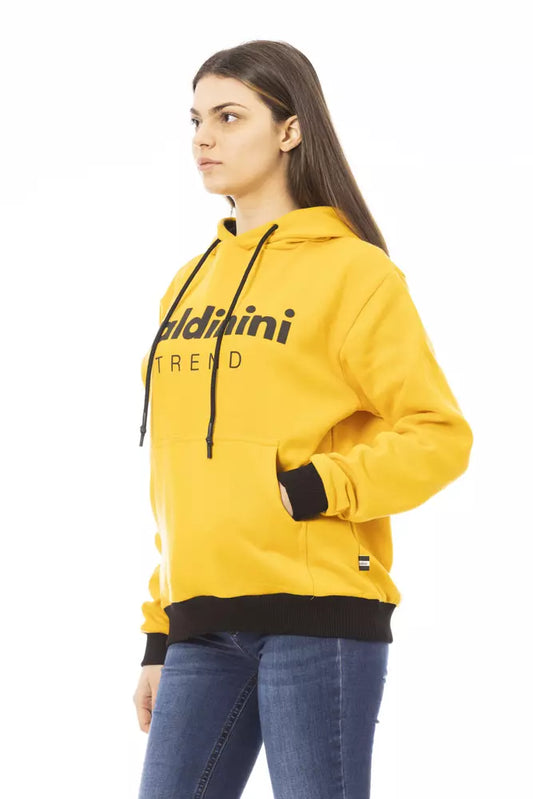 Felpa con cappuccio da donna in cotone giallo Baldinini Trend