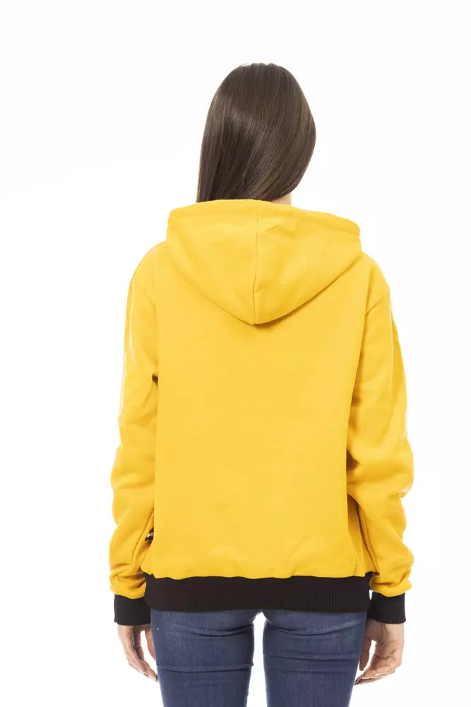 Felpa con cappuccio da donna in cotone giallo Baldinini Trend