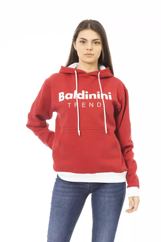 Felpa con cappuccio da donna in cotone rosso Baldinini Trend