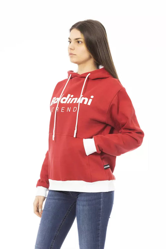 Felpa con cappuccio da donna in cotone rosso Baldinini Trend