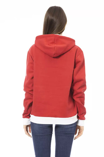 Felpa con cappuccio da donna in cotone rosso Baldinini Trend