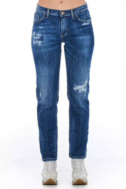 Jeans da donna in cotone blu Frankie Morello