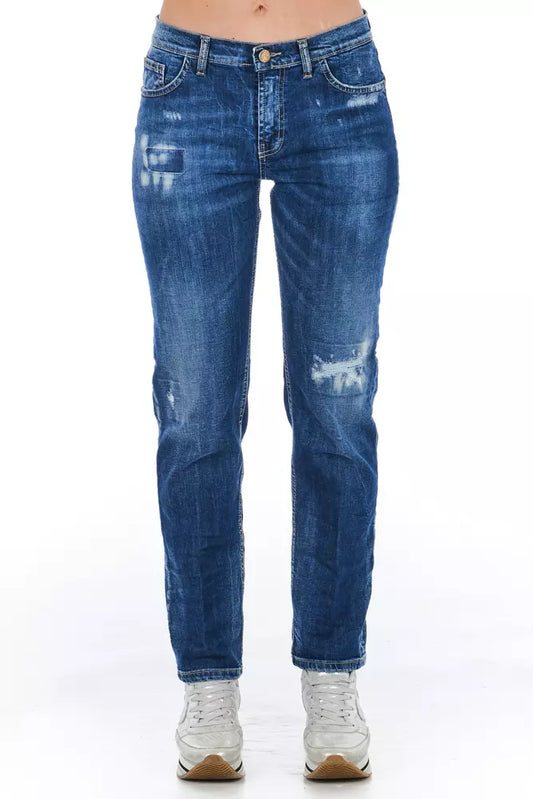 Jeans da donna in cotone blu Frankie Morello
