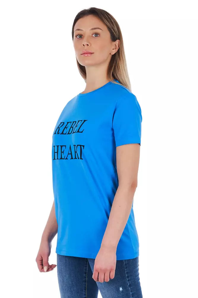 Maglietta da donna in cotone azzurro chiaro Frankie Morello