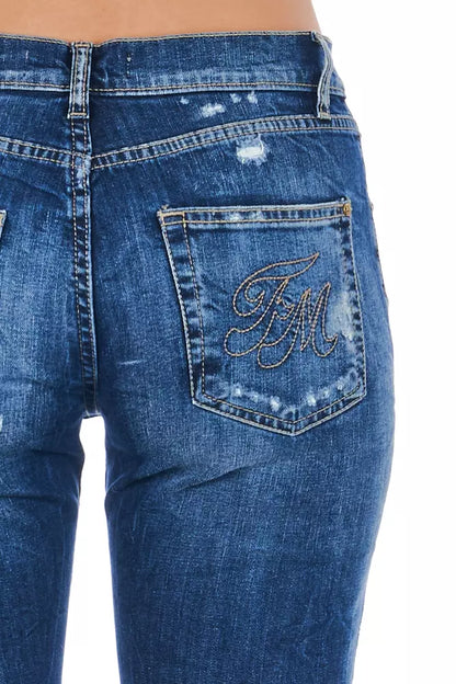 Jeans da donna in cotone blu Frankie Morello