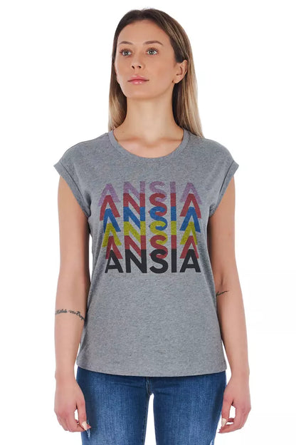 Maglietta da donna in cotone grigio Frankie Morello