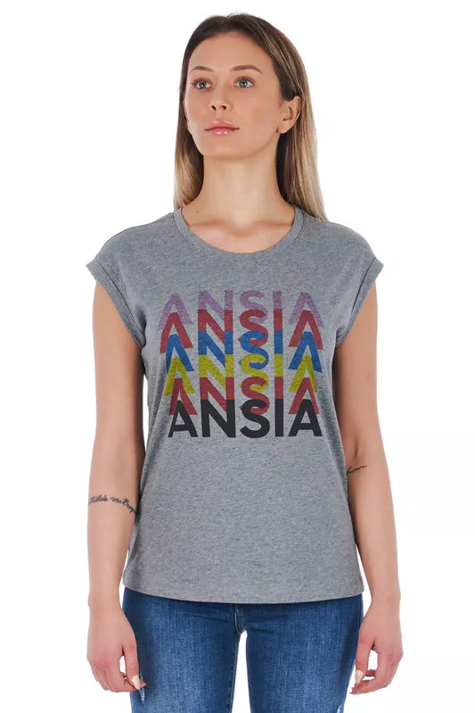 Maglietta da donna in cotone grigio Frankie Morello
