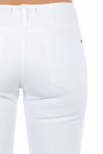 Jeans da donna in cotone bianco Frankie Morello