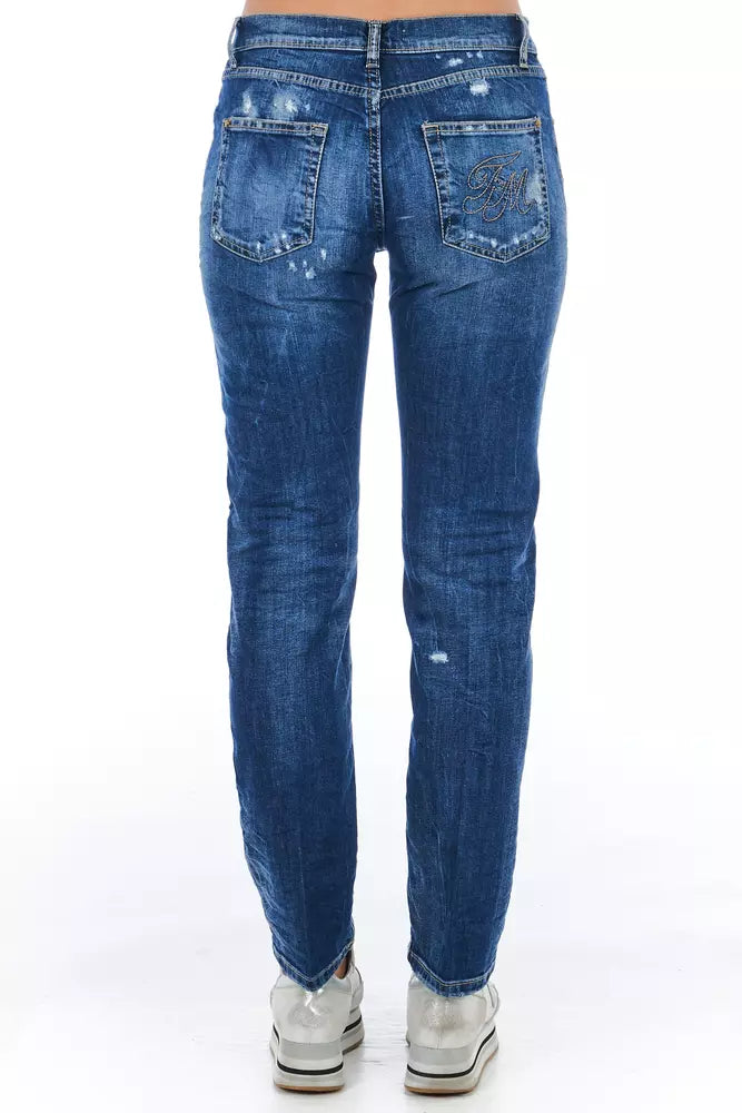 Jeans da donna in cotone blu Frankie Morello