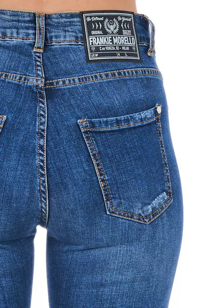 Jeans da donna in denim blu Frankie Morello