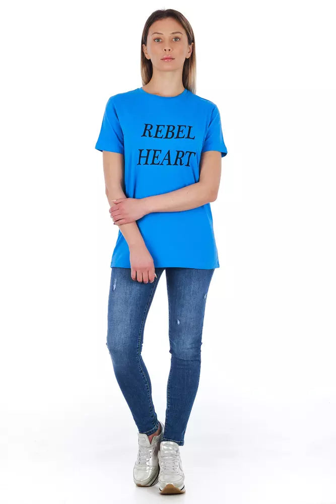 Maglietta da donna in cotone azzurro chiaro Frankie Morello