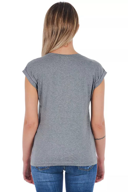 Maglietta da donna in cotone grigio Frankie Morello