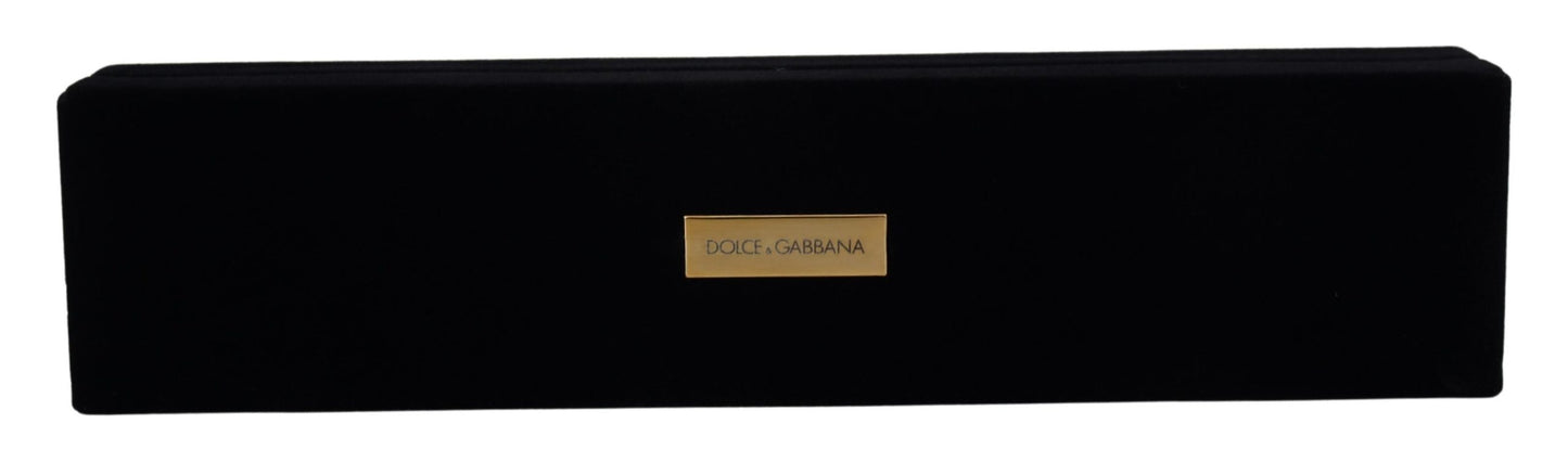 Scatola portagioie con placca logo in velluto nero Dolce &amp; Gabbana