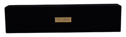 Scatola portagioie con placca logo in velluto nero Dolce &amp; Gabbana