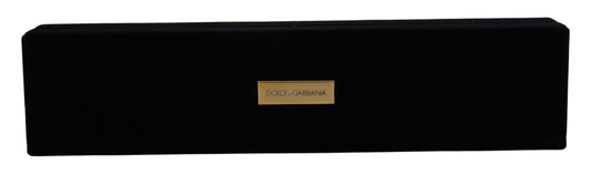 Scatola portagioie con placca logo in velluto nero Dolce &amp; Gabbana