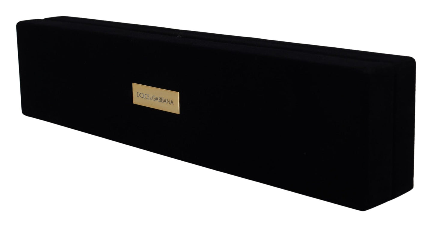 Scatola portagioie con placca logo in velluto nero Dolce &amp; Gabbana