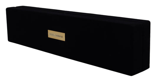Scatola portagioie con placca logo in velluto nero Dolce &amp; Gabbana