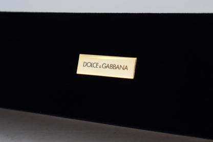 Scatola portagioie con placca logo in velluto nero Dolce &amp; Gabbana