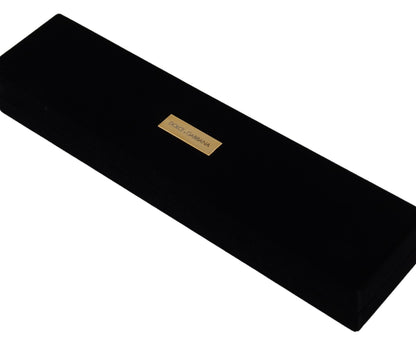 Scatola portagioie con placca logo in velluto nero Dolce &amp; Gabbana