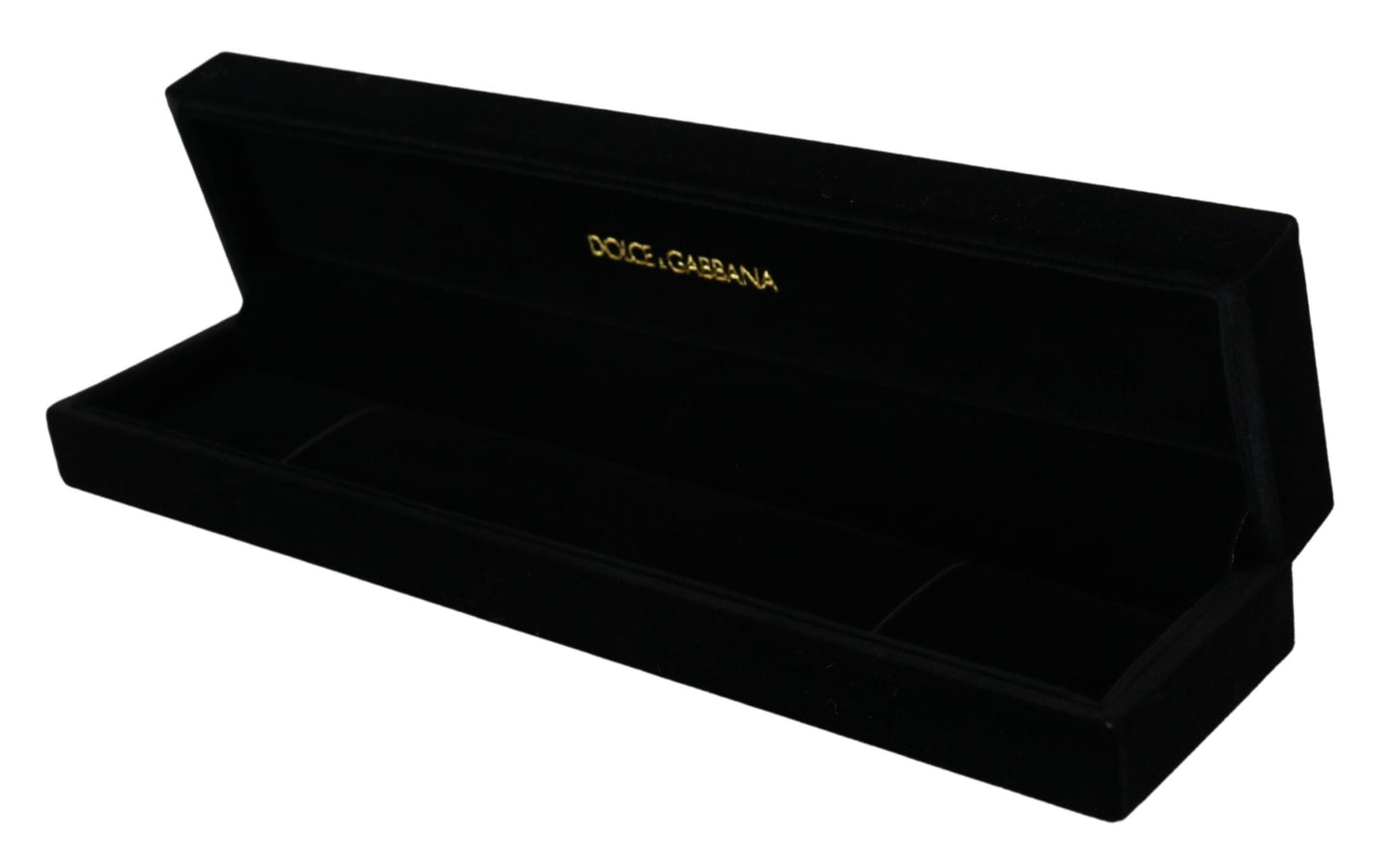 Scatola portagioie con placca logo in velluto nero Dolce &amp; Gabbana