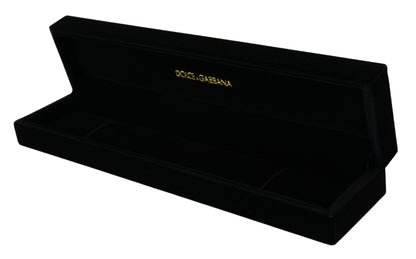 Scatola portagioie con placca logo in velluto nero Dolce &amp; Gabbana