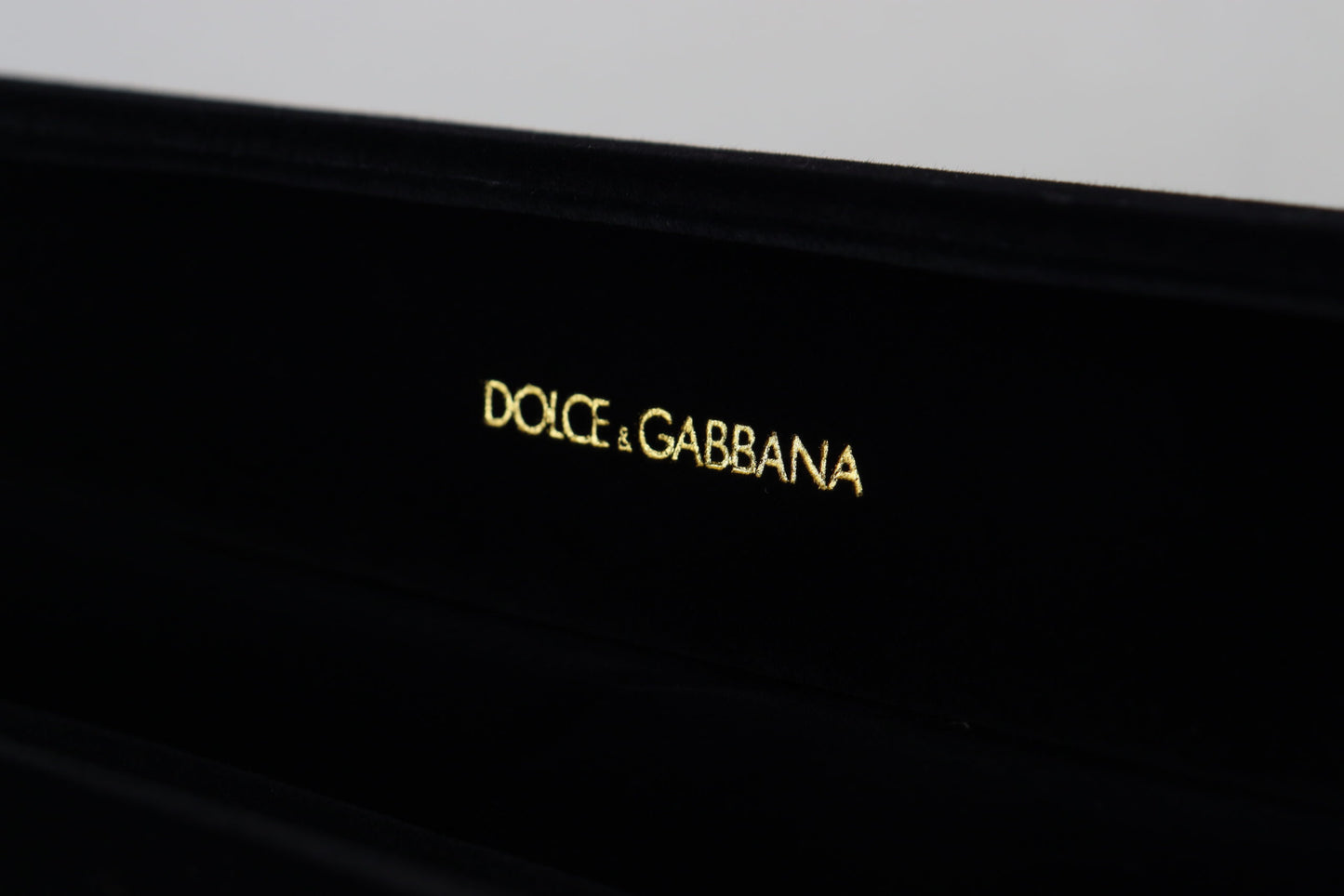 Scatola portagioie con placca logo in velluto nero Dolce &amp; Gabbana