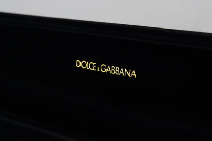 Scatola portagioie con placca logo in velluto nero Dolce &amp; Gabbana
