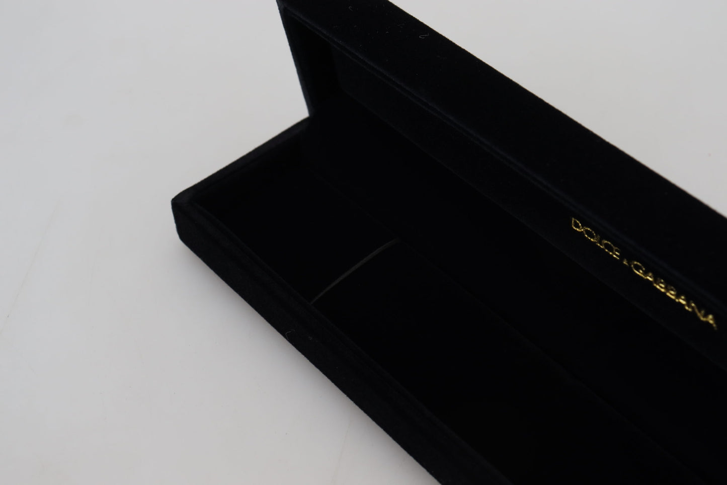 Scatola portagioie con placca logo in velluto nero Dolce &amp; Gabbana