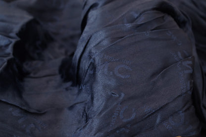 Costume National Scialle di seta blu Foulard Sciarpa con frange