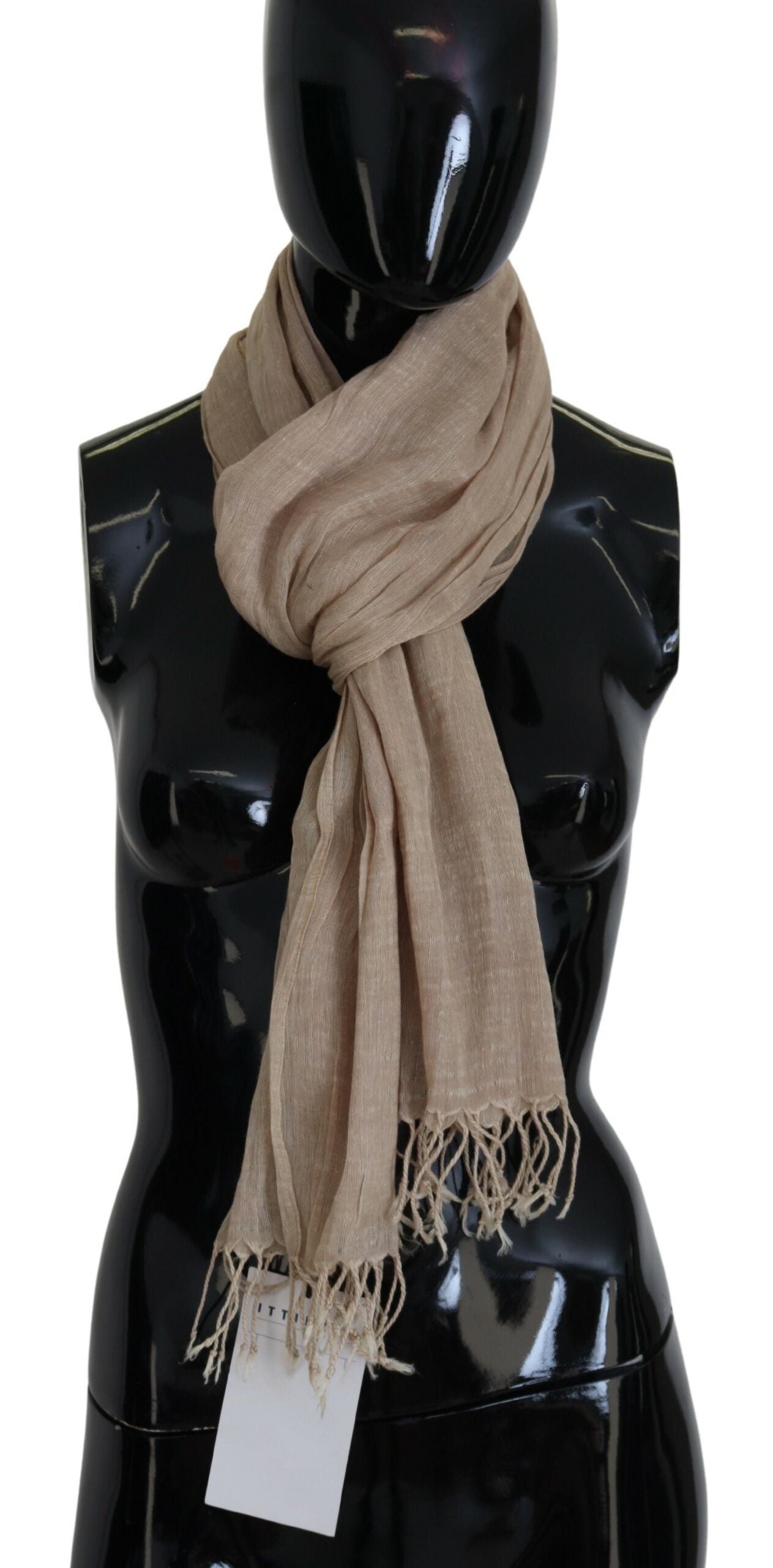 Sciarpa con frange e foulard in cotone beige Costume National