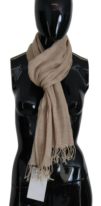 Sciarpa con frange e foulard in cotone beige Costume National