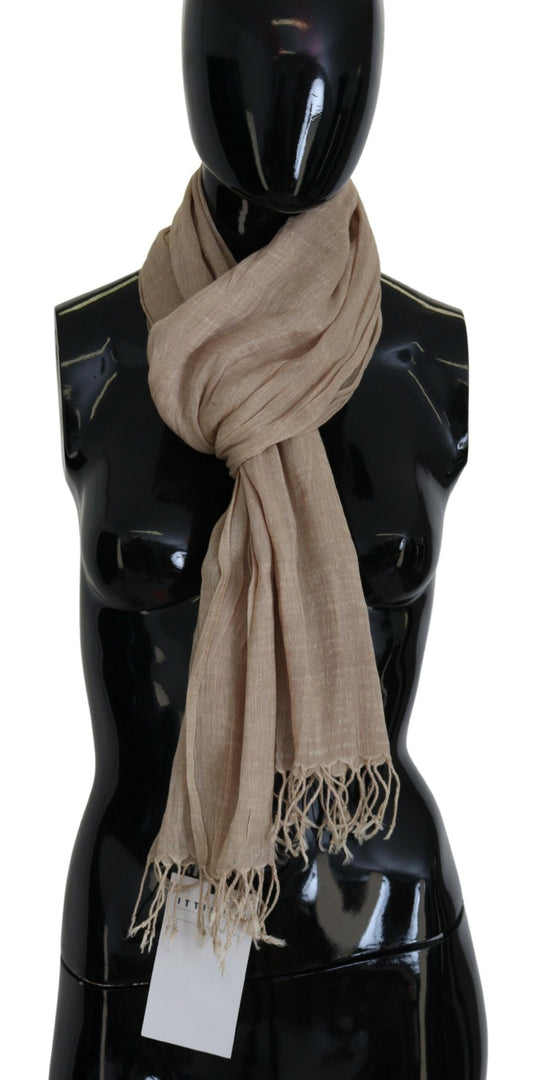 Sciarpa con frange e foulard in cotone beige Costume National