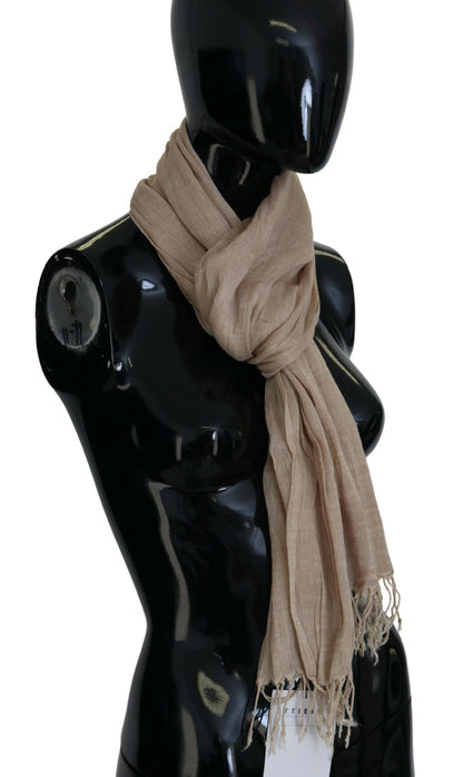 Sciarpa con frange e foulard in cotone beige Costume National