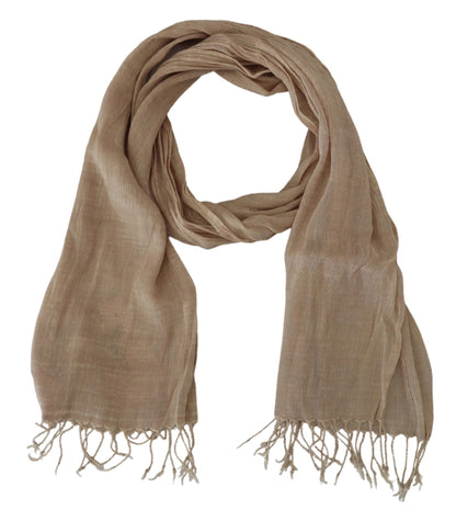 Sciarpa con frange e foulard in cotone beige Costume National