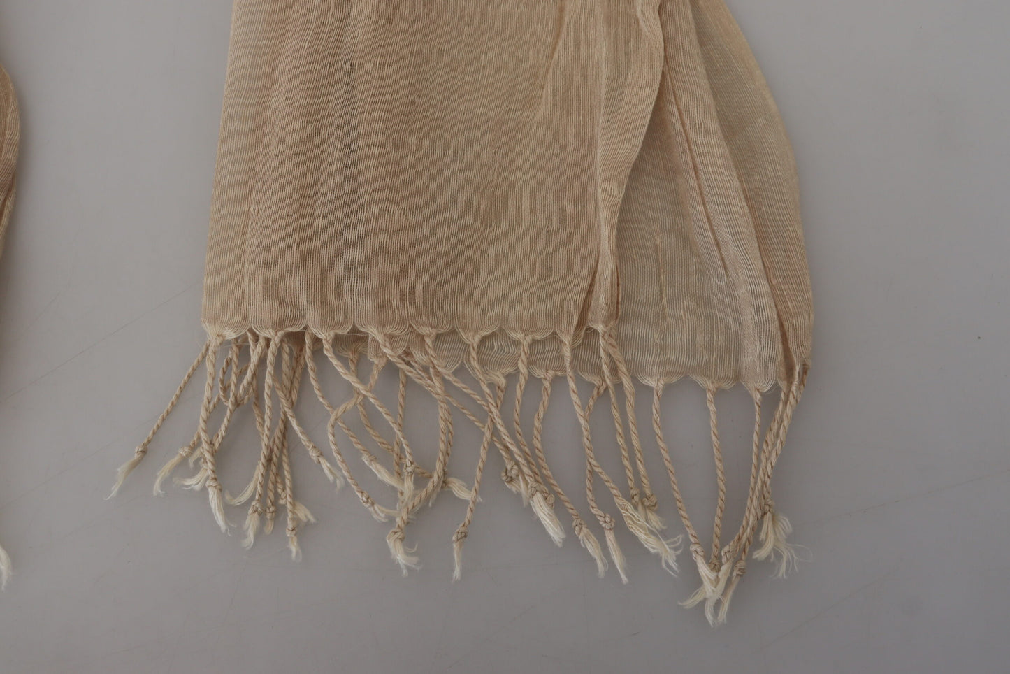 Sciarpa con frange e foulard in cotone beige Costume National