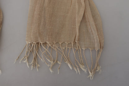 Sciarpa con frange e foulard in cotone beige Costume National