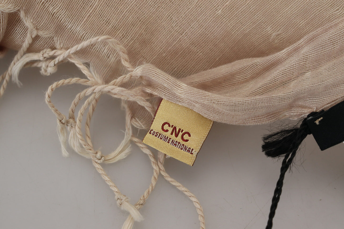 Sciarpa con frange e foulard in cotone beige Costume National
