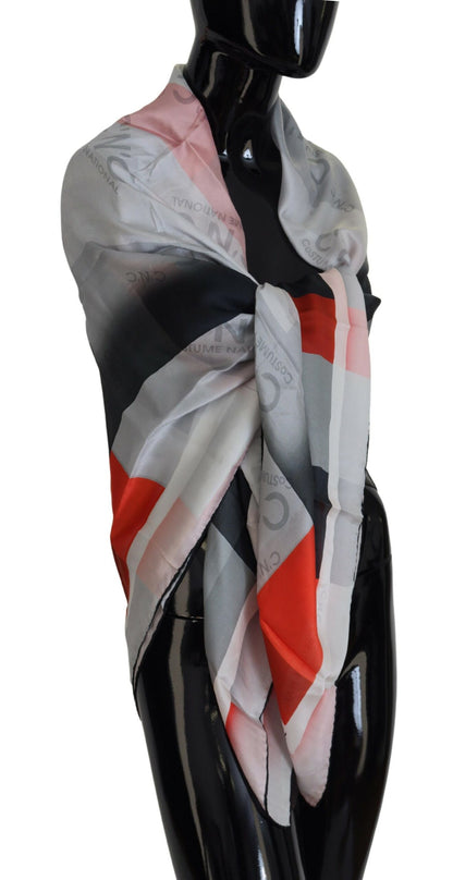 Sciarpa foulard scialle grigio rosso Costume National