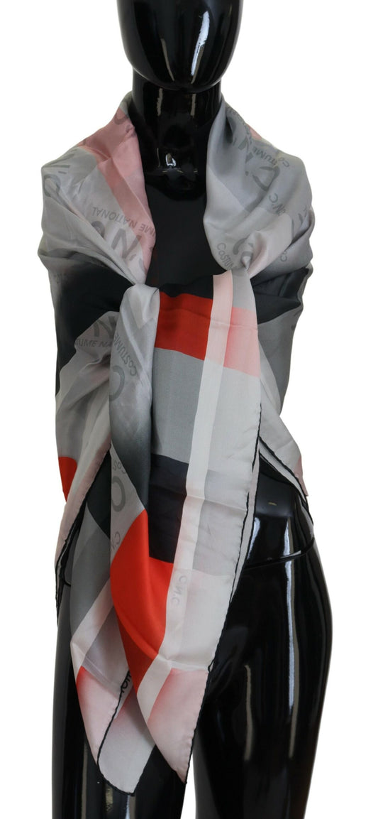 Sciarpa foulard scialle grigio rosso Costume National